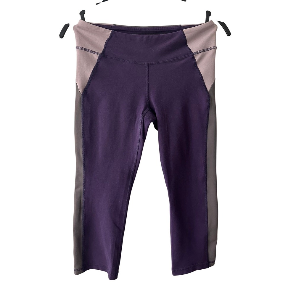 Alo Yoga Purple Colorblock Cropped Leggings Women Size Medium Workout Yoga Pants